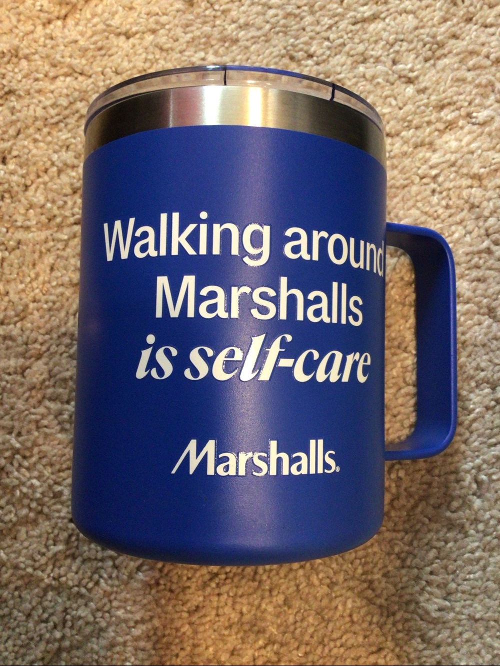 Marshalls Blue and White stainless steel mug/cup with Handle